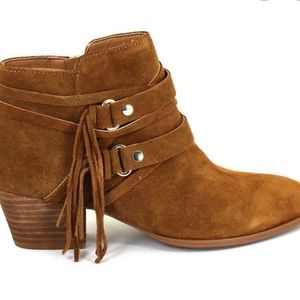 Franco Sarto Tan Fringe Booties